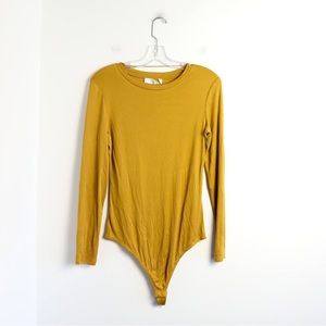 NWOT Elodie long sleeve mustard yellow bodysuit thin soft XL stretch modal new